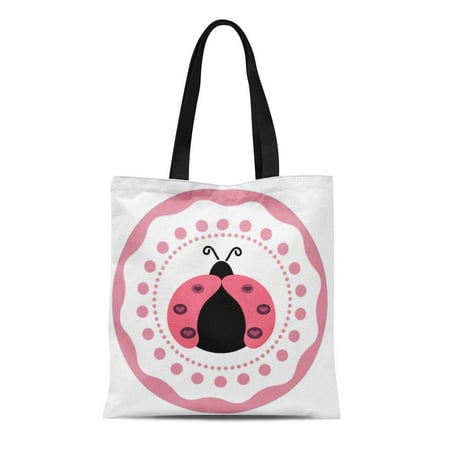 Ladybug Purse ASHLEIGH Canvas Tote Bag Modern Cute Elegant Girly Lovely Ladybug Pretty Love Romantic Reusable Handbag Shoulder Grocery Shopping Bags ()