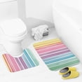 thumbnail image 4 of Watercolor Stripes Pattern Bathroom Rugs Set 2 Pieces, Bathroom Set - Quick Drying Bath Mat And U-Shaped Toilet Rug, Water Absorbent Bath Carpet For Bedroom Floor Living Room, Machine Washable, 4 of 6