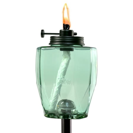 TIKI® Brand 64-inch Adjustable Flame Glass Geo Sea Glass Torch Teal