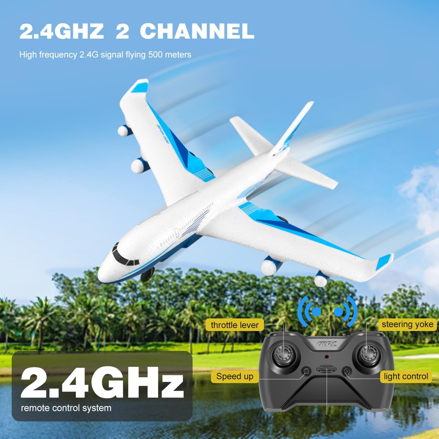 4DRC Remote Control Airplane for Kids Boys Adults, G2 Remote Control Plane Jet for Beginners Adult, Ready to Fly Airplane with One Key Aerobatic LED Light, RC Plane for Kids, 2 Battery