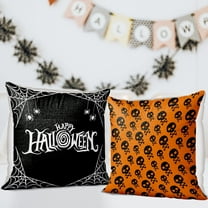 DecorX Halloween Throw Pillow Set of 2 with Inserts - Spooky Halloween Decorative Pillows for Couch, Bed, and Home - 13x13 inches, Soft Polyester, Machine Washable