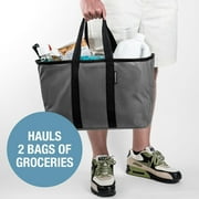 CleverMade Foldable Reusable Shopping Bag, 30L Collapsible EcoBasket Tote, Shadow Gray/Midnight Black