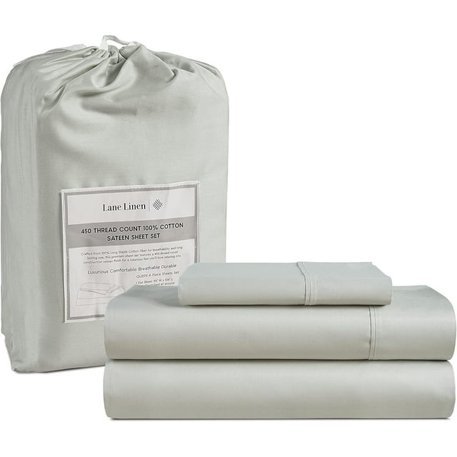 GFDYREE Twin Sheets - 3 Pc Twin Sheet Set, Soft Sateen Sheets, 450 Thread Count Bed Twin Sheets, Breathable Bed Sheets Twin, Cooling Sheets, Twin Bed Sheets, Deep Pocket Sheets - Moonstruck