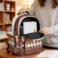 thumbnail image 5 of Kuiaobaty Rugby Print Kids Backpack for Boys Girls Ice Cream Print Bookbag Daypack with Cup Holder 17 Inch School Backpack for School, Brown, 5 of 7