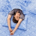 thumbnail image 5 of LUX Décor Paisley Twin XL Sheet Set, 4 PC Soft Microfiber Wrinkle Free Sheets - Luxurious Printed Bed Sheets Includes Flat Sheet, Fitted Sheet with Deep Pockets, & 2 Pillowcases – White Blue, 5 of 7