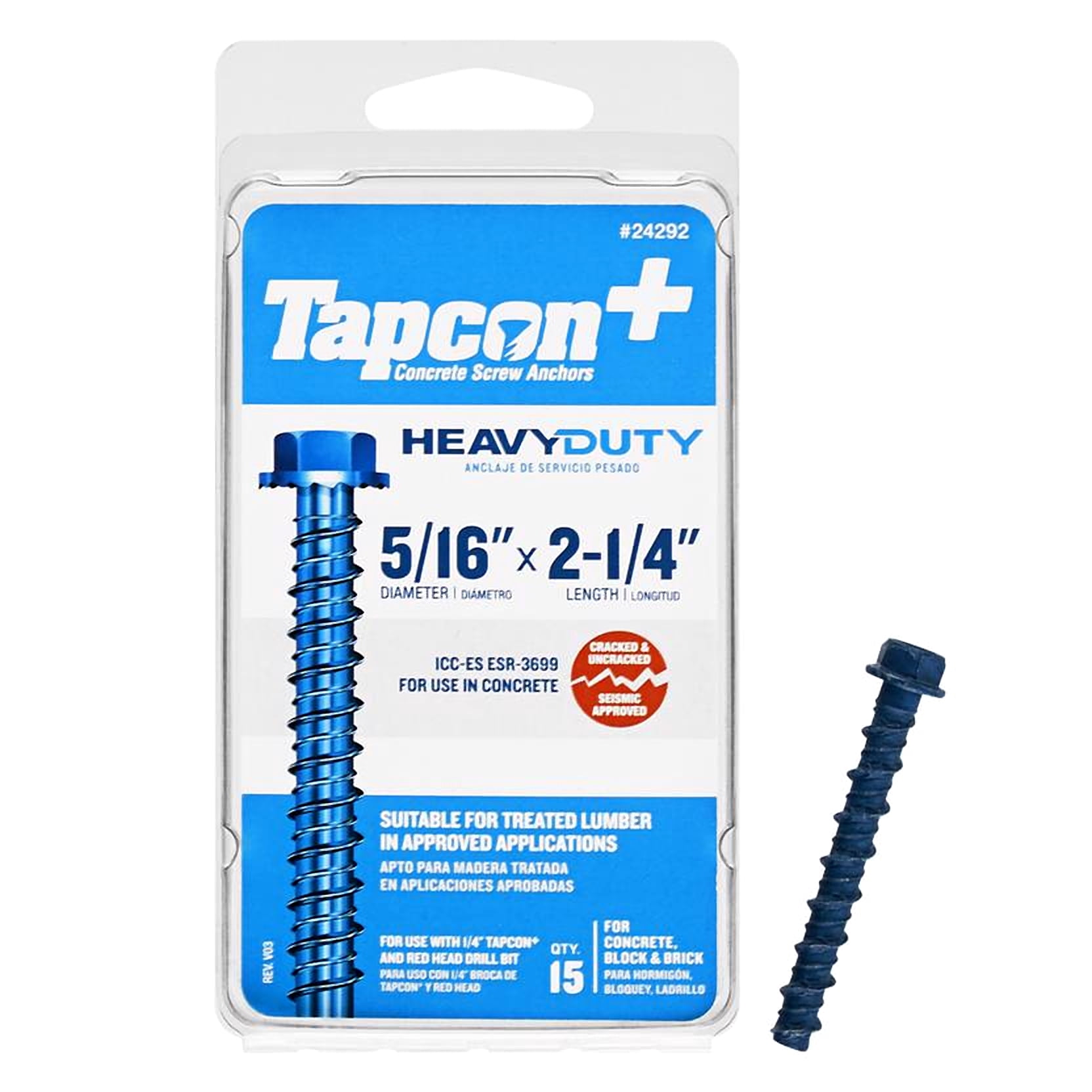 ITW Tapcon 24292 Concrete Anchor Tapcon .31 x 2