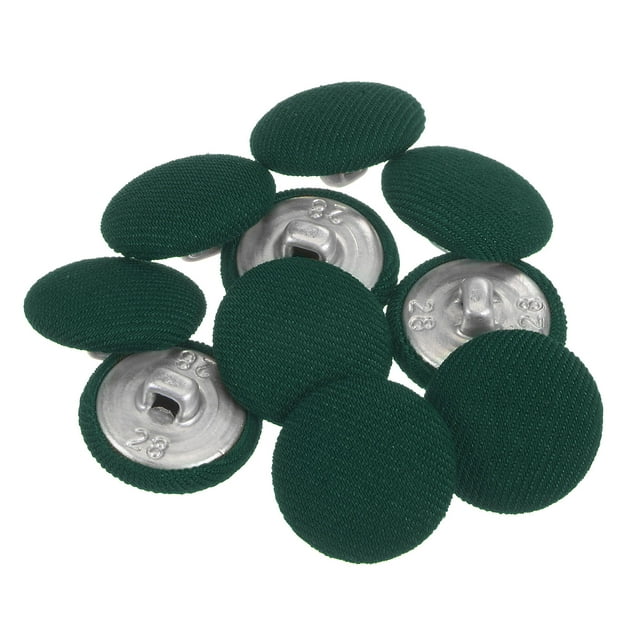 Unique Bargains 10pcs 28L Fabric Cloth Covered Button 18mm Round Metal Shank Sewing Buttons for Suits Dress Blouses, Army Green