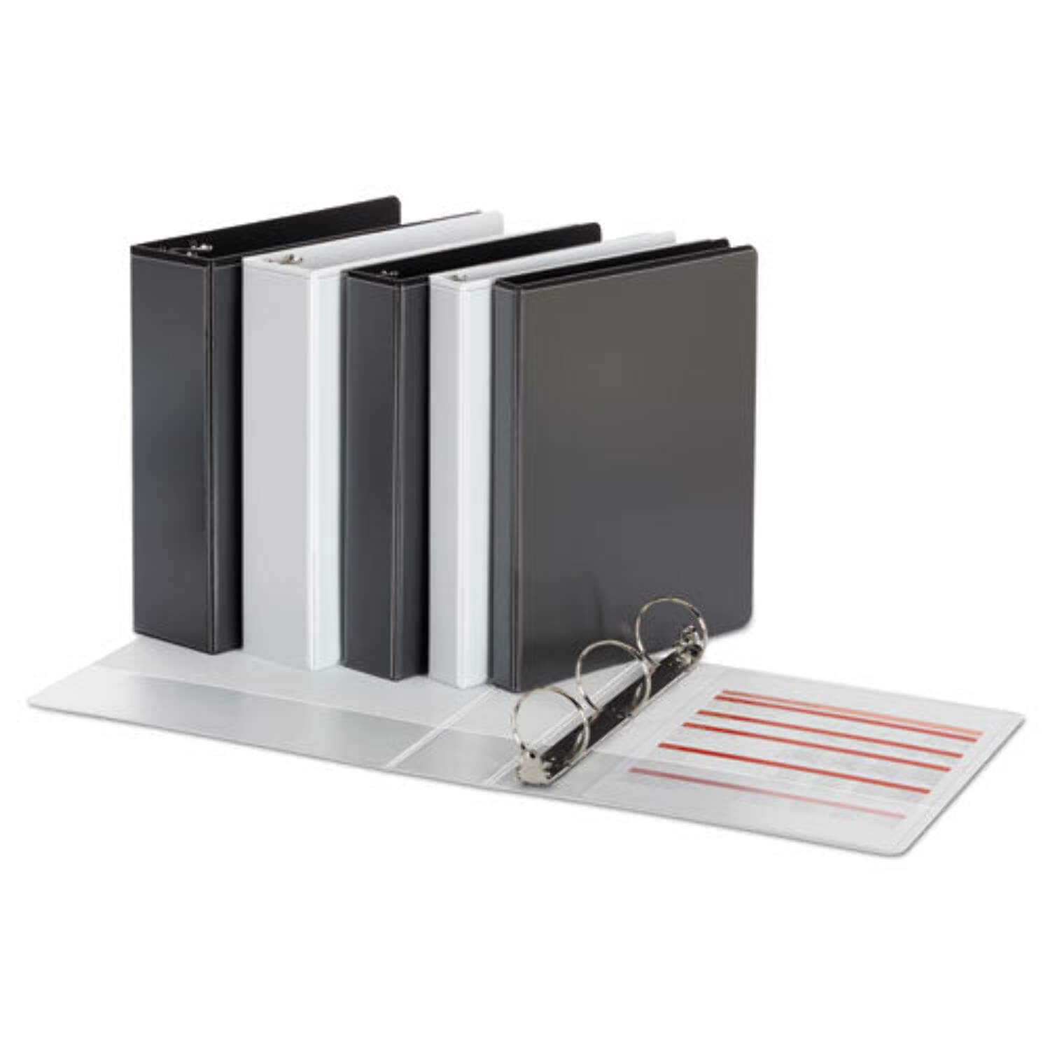 Economy Round Ring View Binder, 3 Rings, 3" Capacity, 11 x 8.5, White, 6/Pack