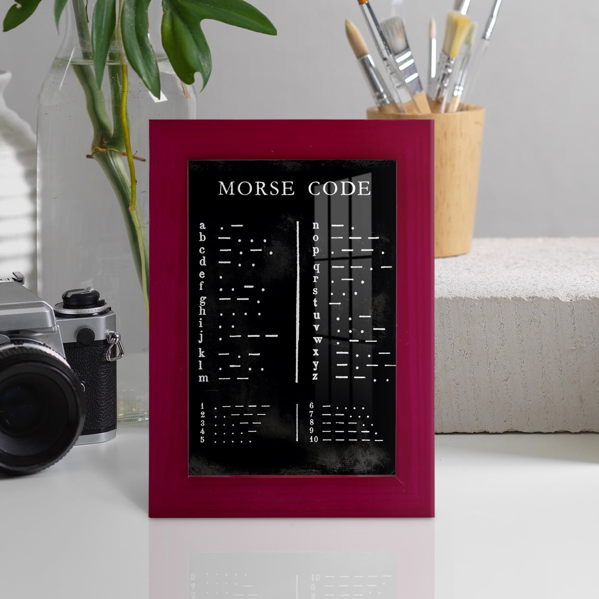Morse Code Chart - Framed Print w/glass - Cherry Red