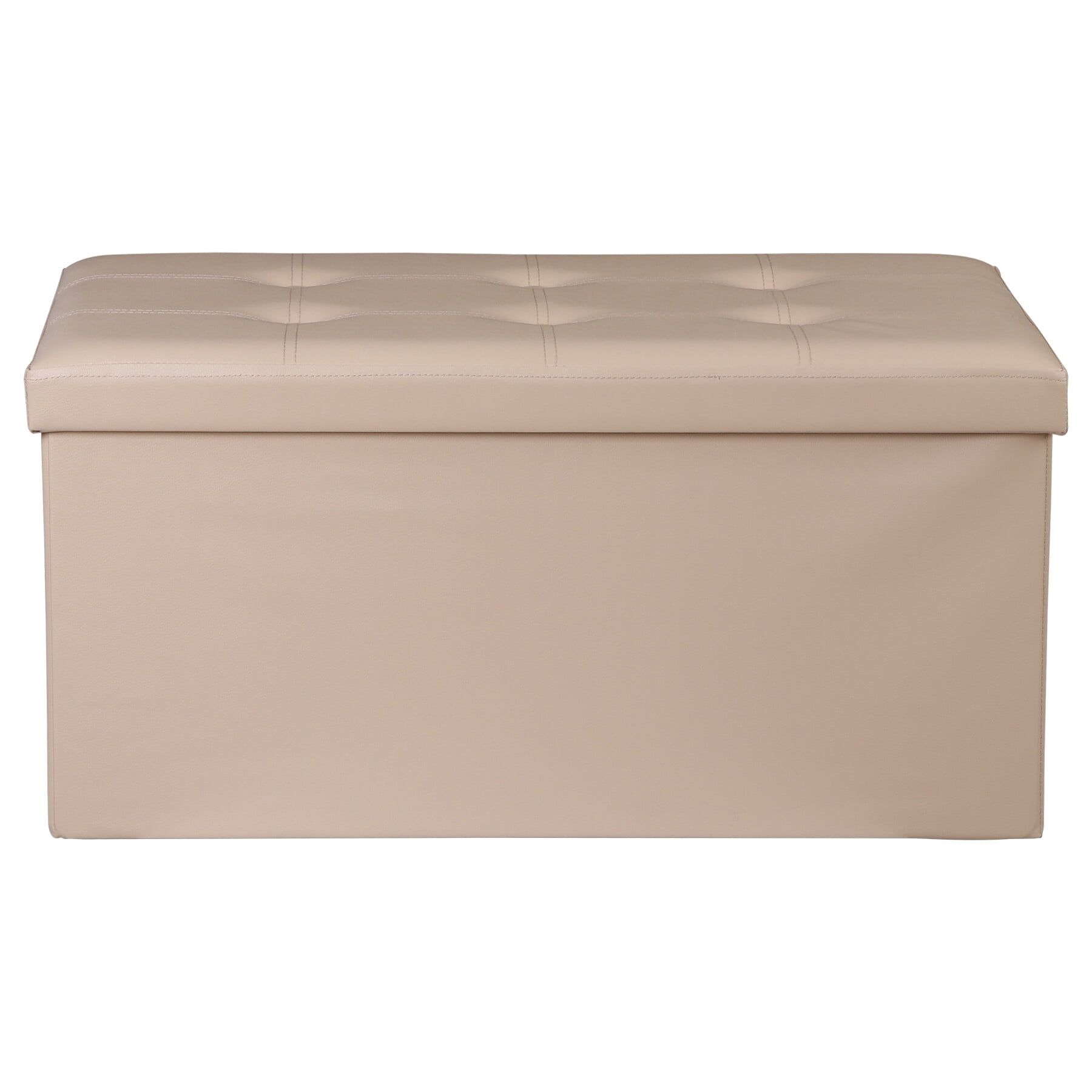 SuperDeal 30" Storage Ottoman Bench Folding Footrest Stool Sponge Padded Seat W/Lid Beige