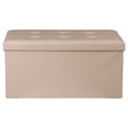 thumbnail image 3 of SuperDeal 30" Storage Ottoman Bench Folding Footrest Stool Sponge Padded Seat W/Lid Beige, 3 of 10