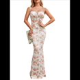 thumbnail image 2 of Vestido Maxi Bohemio de Verano para Mujer, con Estampado Floral, Tirantes Finos, Sin Mangas y Ajustado Rosa y Rosada L, 2 of 8