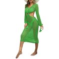 thumbnail image 3 of Arvbitana Womens Cover Up Dress Summer Slim Bikini Coverup Dress Long Sleeve V Neck Hollow Out Beachwear Beachdress Coverups, 3 of 5