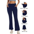 thumbnail image 5 of Hanerdun Womens Bootcut Yoga Pants Flare Legging with Pockets High Waist Lightweight Bottoms Workout Activewear Navy Blue M, 5 of 8