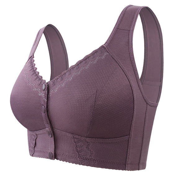 Bras for Women Wireless Moona Bra for Senior Front Closure Breathable Bra for Seniors Wirefree Bras for Older Women - Hontri
