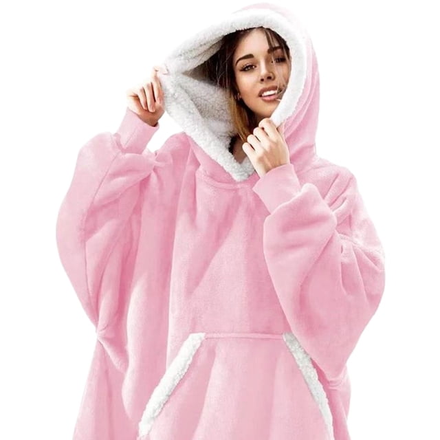 Sudadera con capucha manta usable Sonducket rosa claro