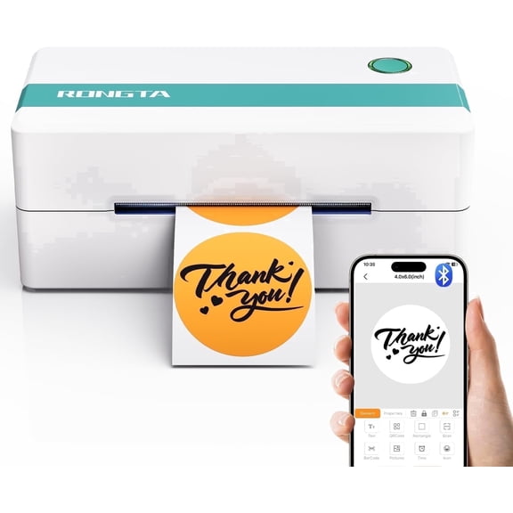 Rongta 4x6 Bluetooth Thermal Shipping Label Printer, Wireless Shipping Label Maker (Green)