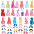 thumbnail image 3 of Ropa de fiesta para muñecas, zapatos, accesorios para vestir muñecas, juguetes familiares aleatorios (40 uds.) Hugtrwg libre de BPA, 3 of 9