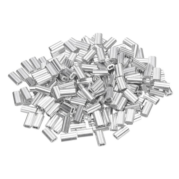 Uxcell 200 Pcs Aluminum Crimping Loop Sleeve for 1/32" Diameter Wire Rope Double Ferrule Wire Rope Sleeve