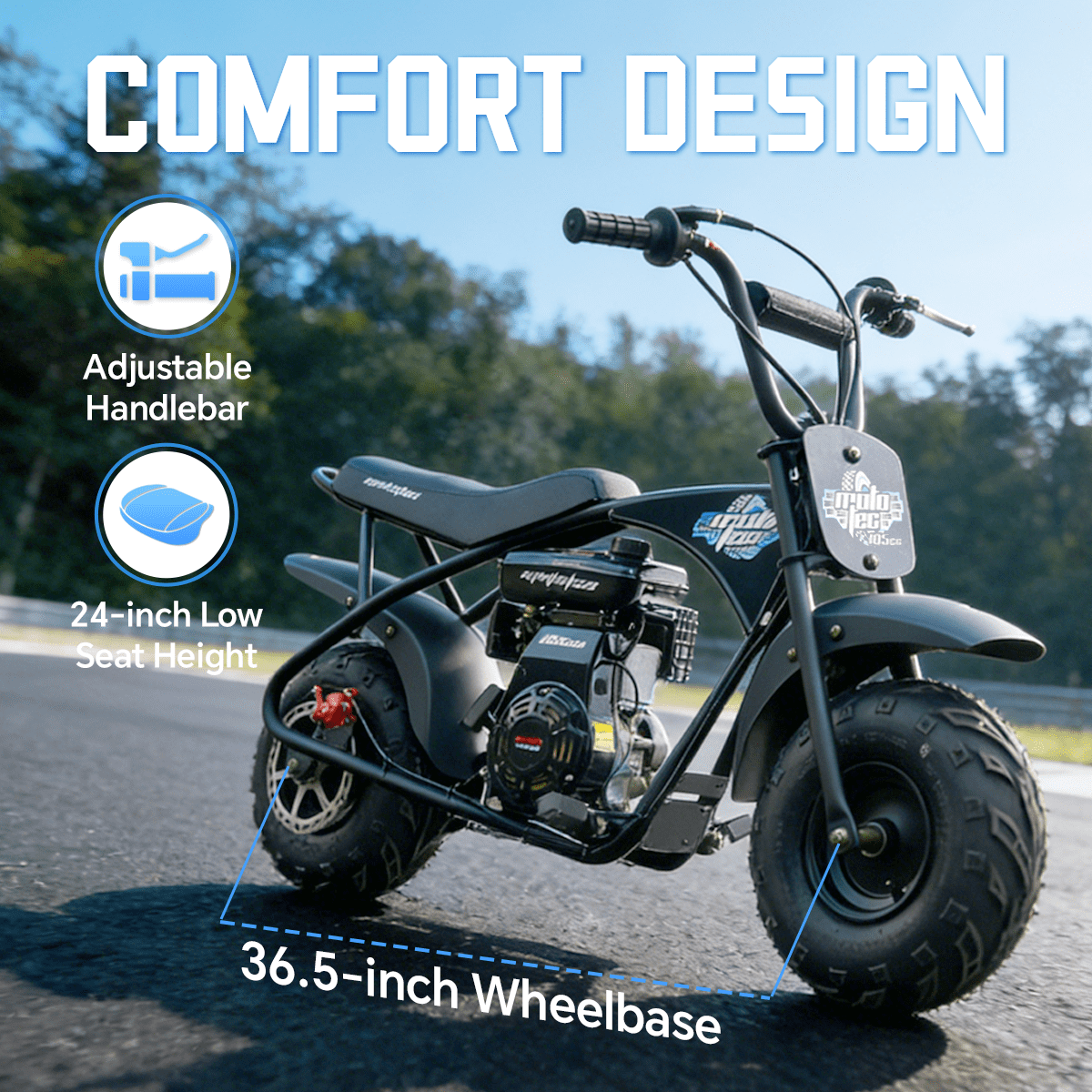 TOXOZERS 105cc Mini Bike,3.5HP 4-Stroke Off-Road Mini Dirt Bike for Kids 8+,Classic Retro Motorcycle,23MPH Top Speed,Rear Disc Brake