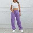 thumbnail image 2 of felwors Wide Leg Sweatpants for Women Fleece High Waist Joggers with Pockets Lightweight Comfy Drawstring Sweat Pants (Purple, XL), 2 of 8