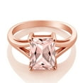 thumbnail image 2 of Gem Stone King 18K Rose Gold Plated Silver Peach Nano Morganite Solitaire Engagement Ring for Women (2.00 Cttw, Emerald Cut 9X7MM, Gemstone October Birthstone, Size 8), 2 of 4