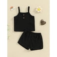 thumbnail image 2 of Suealasg Little Girl Summer 2Pcs Outfits Set Clothes 1T 2T 3T 4T 5T Kids Girl Sleeveless Solid Color Cami Tops and Shorts Beach Party Clothing for Children Girls, 2 of 9