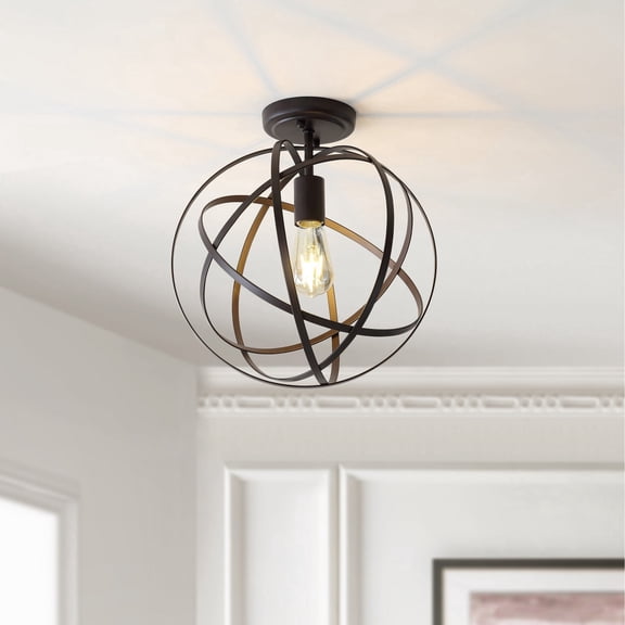 JONATHAN Y Alba 13" Metal LED Flush Mount, Oil Rubbed Bronze, JYL9514A