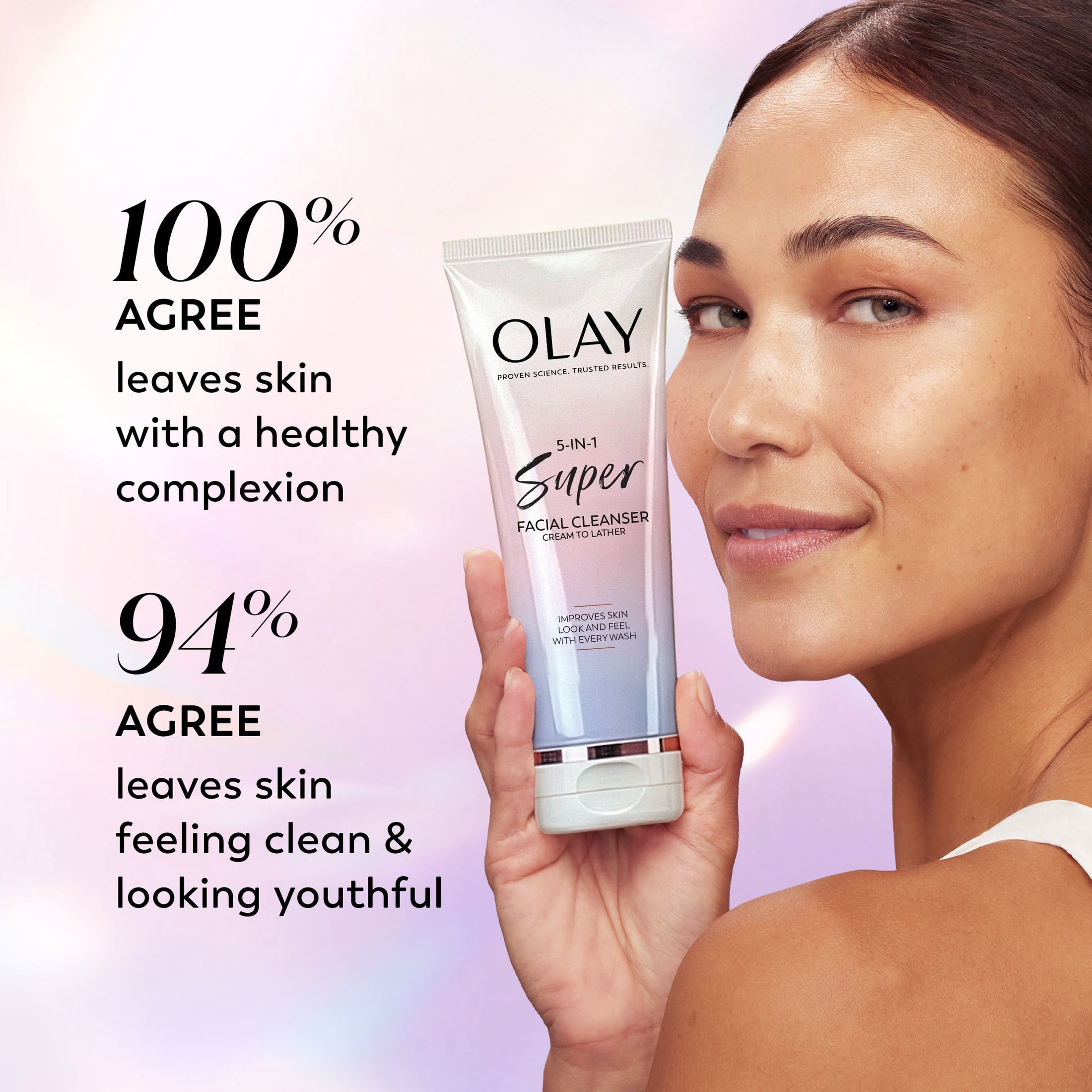 Olay Super Facial Cleanser - Advanced Deep Clean & Hydrating Formula for All Skin Types, Gently Removes Impurities & Makeup, Enhances Moisture Balance, Promotes Radiant & Smooth Skin, 4.5oz