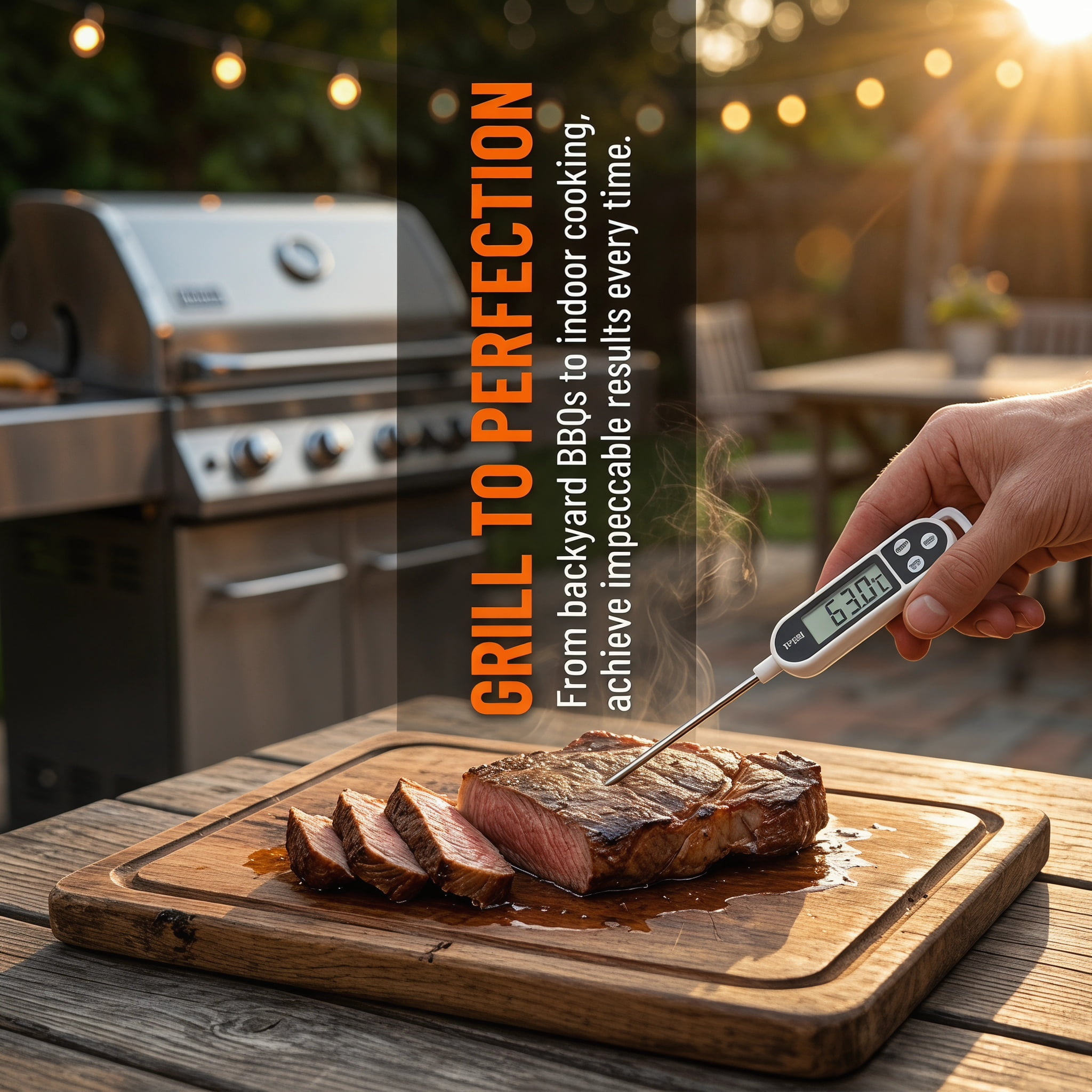 Digital Meat Thermometer with Instant Read LED Display, Food-Grade Stainless Steel Probe for Kitchen Cooking, Waterproof Candy and Liquid Thermometer for Milk,Oil, and Water,Wide Range -58°F to 572°F