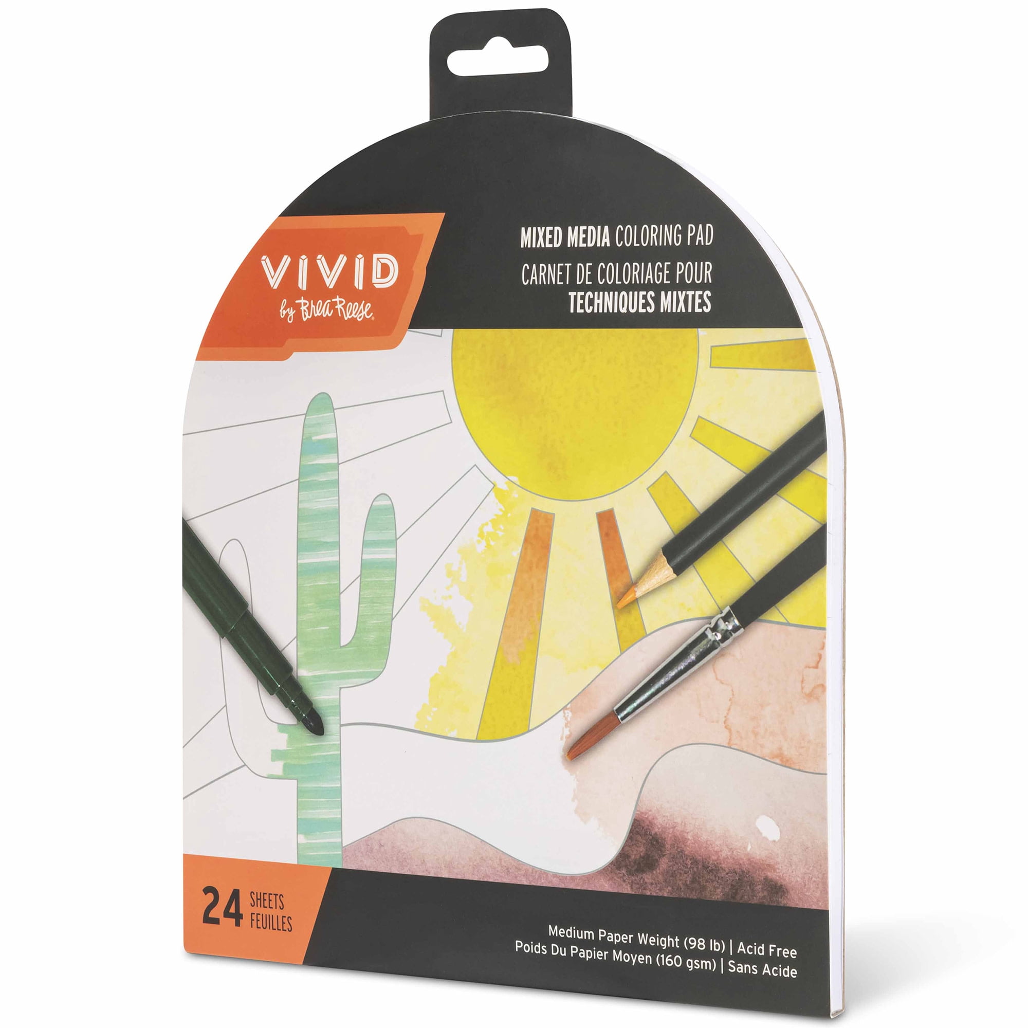 Vivid by Brea Reese: Mixed Media Coloring Pad - Boho - 24 Shaped Sheets in 8 Pattern Designs, Art Paper Pages For Paints-Markers-Colored Pencils