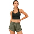 thumbnail image 2 of Women's 5" Athletic Running Shorts Quick Dry Lightweight Workout Gym Shorts with Zipper Pockets Green XL, 2 of 9