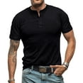 thumbnail image 2 of Mens T Shirts Henley Shirt Henley Neck Short Sleeve Summer Solid Color Slim Fit T-Shirts, 2 of 7