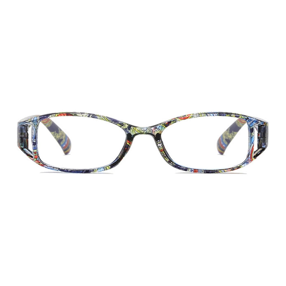 4 Pairs of Women Small Rectangular Anti-blue Light Reading Glasses 3.50 Printed Ultra-light Readers +3.50 Strength