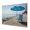 thumbnail image 2 of Designart "Chair Monochrome Blue Beach art painting I" Nautical & Beach Metal Wall Art Prints, 2 of 5