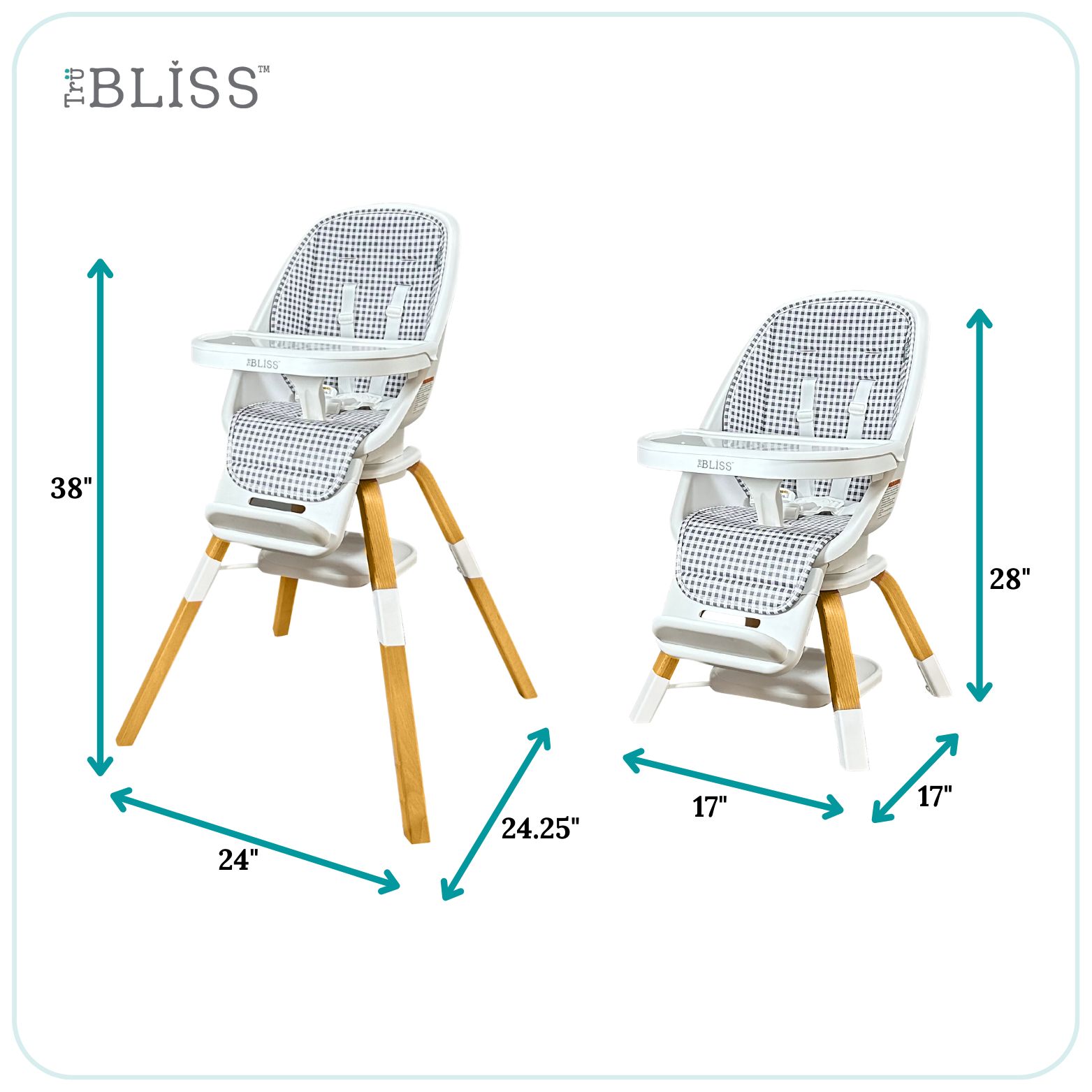 TruBliss® 2-in-1 Turn-a-Tot High Chair, Gingham - 6 months to 6 years