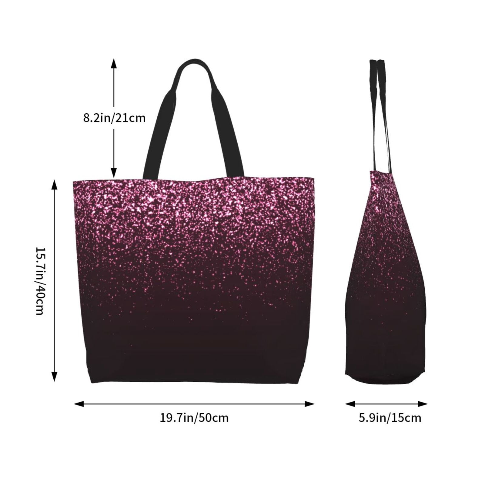 Horeoi Pink Glitter Sparkles A Pattern ​Minimalist Crossbody Bag for Women Scratch-Resistant Oxford Fabric Multi-Functional Carryall Office Travel Versatile