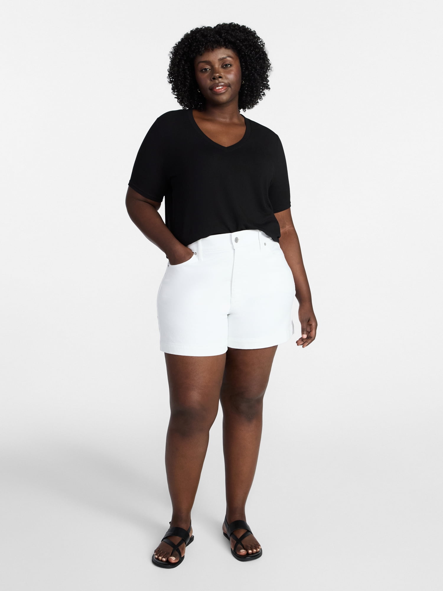 Terra & Sky Women's Plus Size V-Neck Tee with Short Sleeves, Size 0X-5X