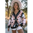 thumbnail image 3 of ABPHQTO Cárdigan de mujer rosa oversize con botones aztecas en la parte delantera, 3 of 5
