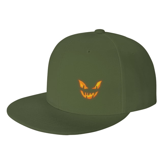 DouZhe Flat Brim Cap Snapback Hat, Halloween Visage Émotion Imprime Casquette de Baseball Adulte Vert Réglable
