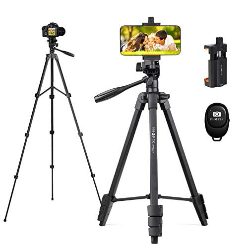 PHOPIK Phone Tripod 55 inches, Aluminum Travel/Camera/Mobile Phone Tripod with Carrying Maximum Load of 6.6 pounds, Remote Shutter, Compatible with & Tablet & Camera. - Walmart.com