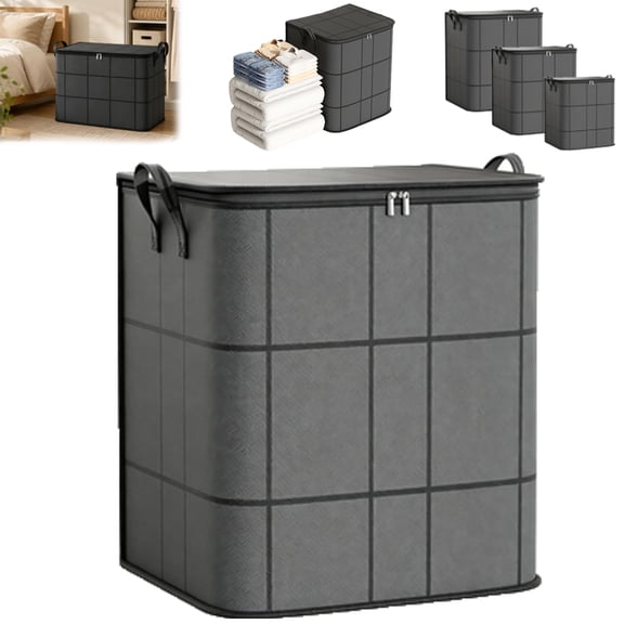 XXL Foldable Storage Bag with Reinforced Handles, Heavy Duty Moving Bags & Zippered Storage Bins for Clothes, Quilts, Blankets & Bedding, Closet Organizer
