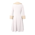 thumbnail image 5 of Bibifish Womens Dress Winter Vintage Style Trim Hem Dress Long Sleeve Deep V Neck Sexy Elegant Midi Dress Gorgeous Christmas Party Gown, 5 of 5