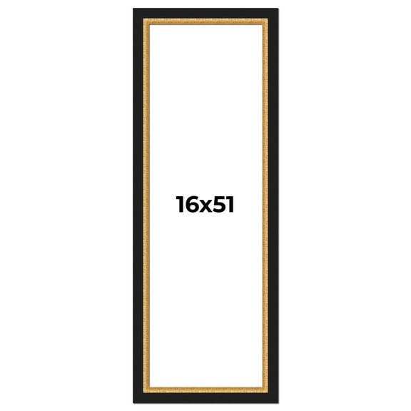 16x51 Frame Gold Real Wood Picture Frame Width 2.25 Inches | Interior Frame Depth 0.5 Inches |