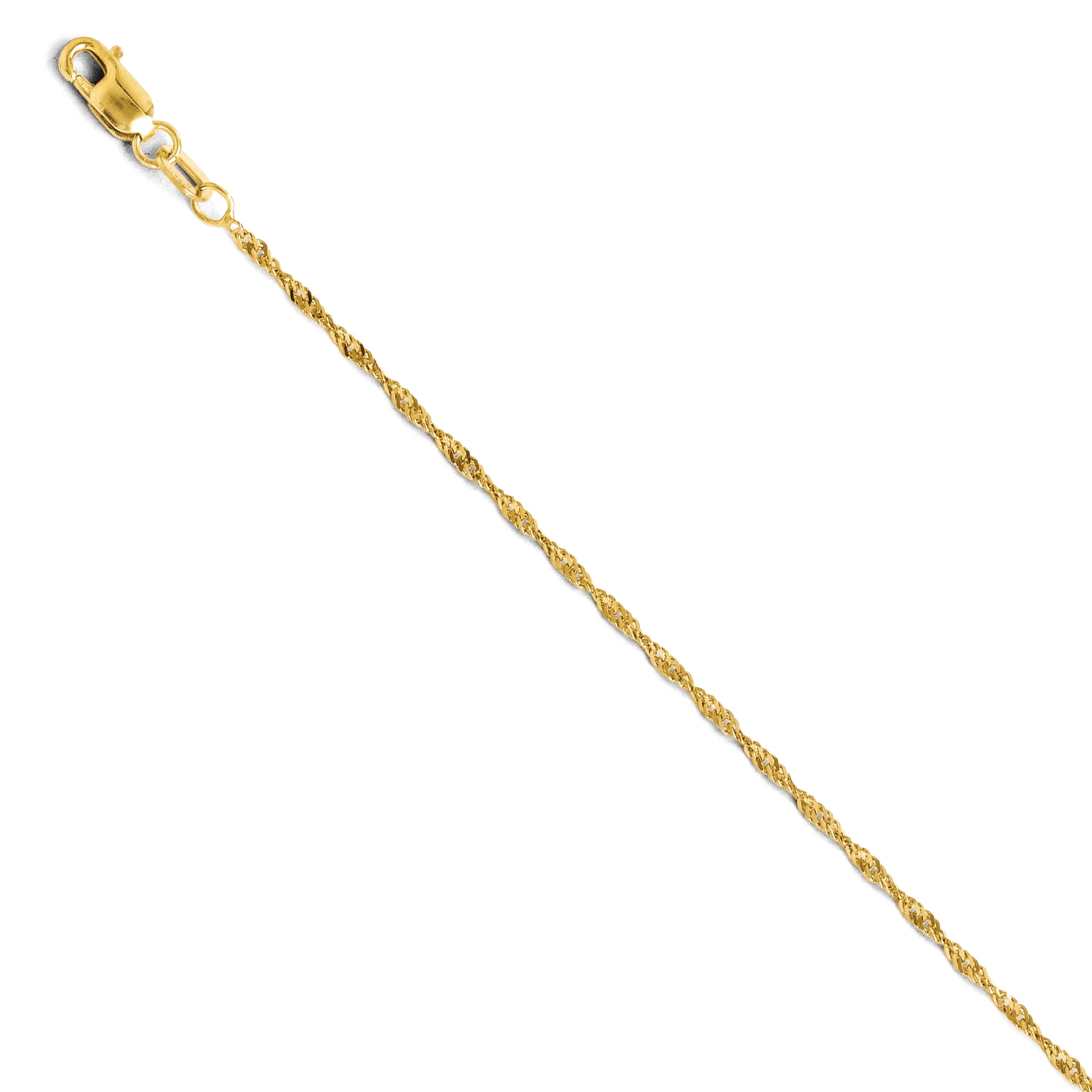 14k White Gold 1.7mm Polished Singapore Chain Necklace Bracelet Anklet 7-30