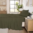 thumbnail image 2 of JJEAN-King Size Sheet Set, Pre-Washed Microfiber Cotton-Like 4 Pcs Ultra Soft Bedding Set King, Breathable Cooling Skin-Friendly All Seasons, 1 Fitted, 1 Flat, 2 Pillowcases (Dark Green, King), 2 of 4