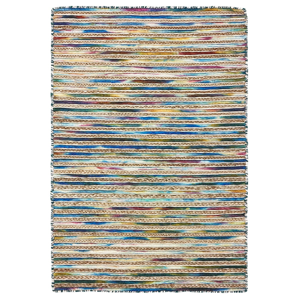 Lr Home Striped 9 Feet x 12 Feet Multicolor Braided Area Rug