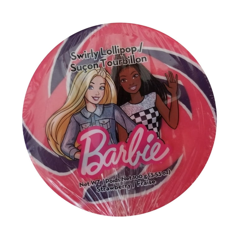 Exclusive Brands Barbie Jumbo Swirly Lollipop Strawberry Flavor 100g 3.53 oz. Imported from Canada