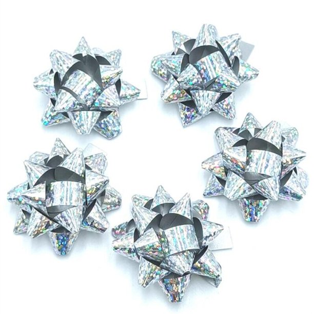 Mini lazos brillantes para regalo, cinta de envoltura autoadhesiva para Festival de Navidad, 60 piezas, 3,8 Cm