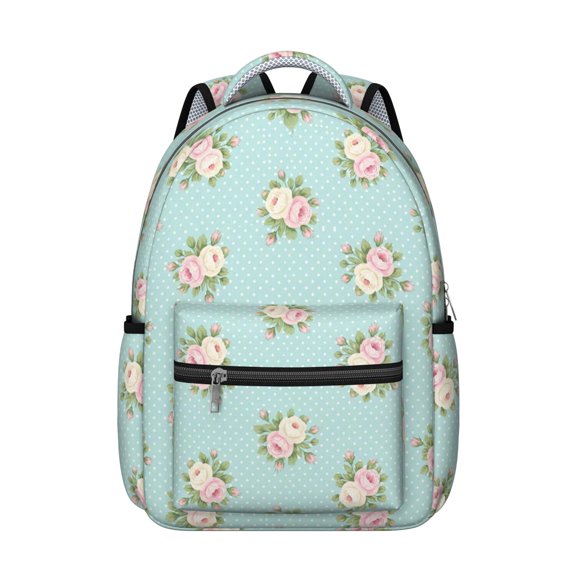 Pioneer Flower Floral Print Pattern Backpack for School, Cute School Bag with Adjustable Shoulder Straps and Padded Back, 15.3"x11"x7.1"